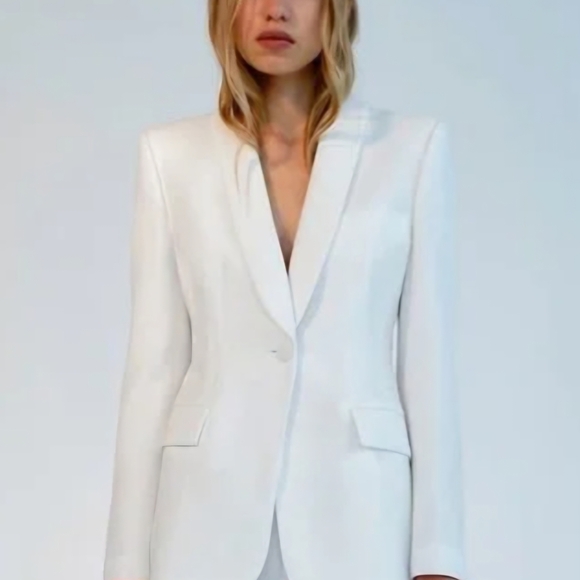 Zara Jackets & Blazers - ZARA White Blazer Size XS Tailored Minimalist Formal Office Monochrome Neutral